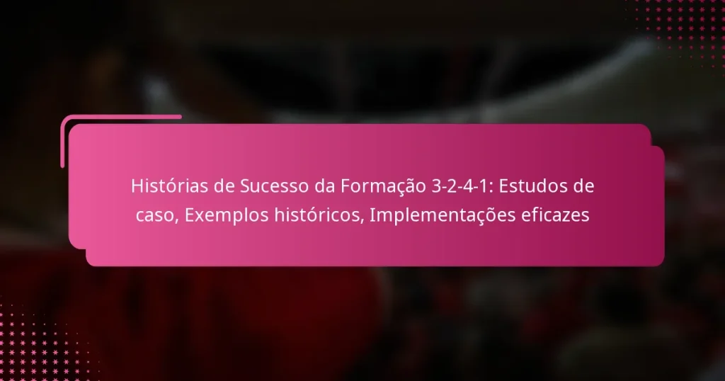 Histórias de Sucesso da Formação 3-2-4-1: Estudos de caso, Exemplos históricos, Implementações eficazes